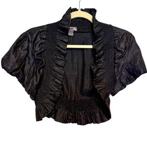 Poetry Clothing Black Cropped Bolero Shrug Size Medium Y2K